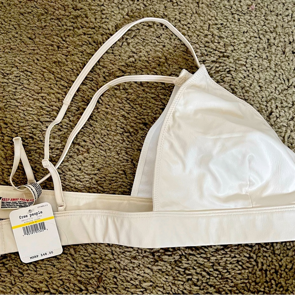 Free People Intimately FP Katrina Bralette Evening Creme Cream Vegan Leather Bra